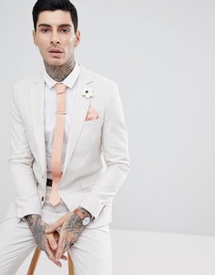 Приталенный пиджак в полоску с добавлением льна Gianni Feraud Wedding - Светло-бежевый