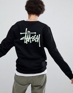 Оверсайз-свитшот с большим логотипом Stussy - Черный