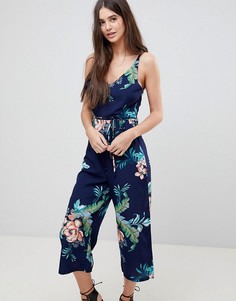 Комбинезон с тропическим принтом Ax Paris - Темно-синий