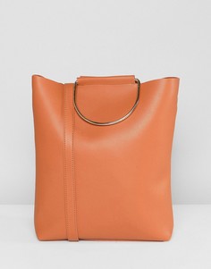 Светло-коричневая сумка-тоут с наплечным ремешком и D-образными кольцами Yoki Fashion - Рыжий