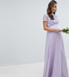 Платье 2 в 1 с кружевным топом и воротником-стойкой Chi Chi London Maternity - Серый