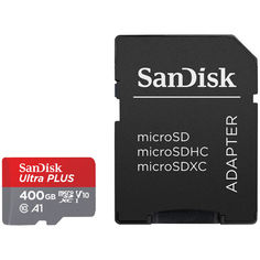 Карта памяти microSDXC UHS-I SANDISK Ultra 400 ГБ, 100 МБ/с, Class 10, SDSQUAR-400G-GN6MA, 1 шт., переходник SD