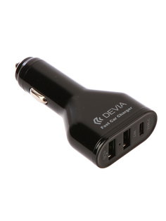 Зарядное устройство Devia Swift Drive Car Charger 2xUSB Type-C QC3.0 Black