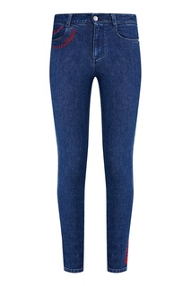 Синие джинсы-скинни с контрастной вышивкой Stella Mc Cartney