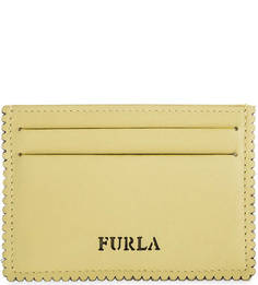 Кожаная визитница желтого цвета Furla