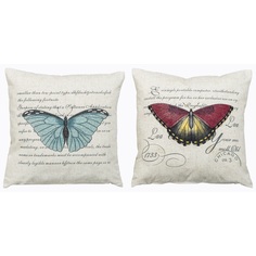 Набор из двух декоративных подушек бабочки (object desire) мультиколор 45.0x15.0 см.
