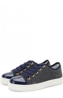 Текстильные кеды с лаковым мысом на шнуровке Jog Dog