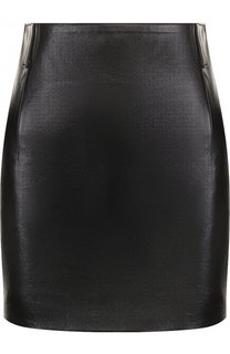 Однотонная кожаная мини-юбка Saint Laurent