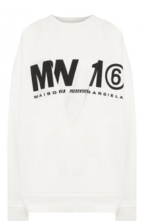 Хлопковый свитшот свободного кроя с круглым вырезом Mm6