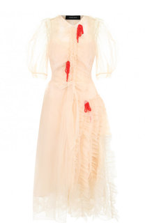 Платье с объемными рукавами и драпировкой Simone Rocha