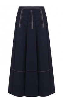 Хлопковая юбка-миди с контрастной прострочкой Marni