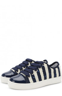 Текстильные кеды с лаковым мысом на шнуровке Jog Dog