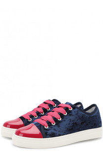 Текстильные кеды с лаковым мысом на шнуровке Jog Dog