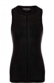 Приталенный шелковый топ с круглым вырезом Tom Ford
