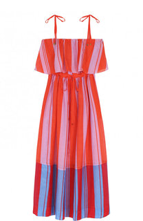 Платье-миди из смеси хлопка и льна с оборкой Diane Von Furstenberg