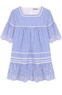 Хлопковое мини-платье с кружевной отделкой Ermanno Scervino