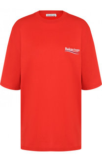 Хлопковая футболка свободного кроя с контрастной надписью Balenciaga