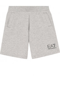 Хлопковые шорты с логотипом бренда Ea 7