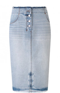 Джинсовая юбка-миди с потертостями DKNY