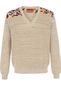 Хлопковый пуловер тонкой вязки с вышивкой Missoni