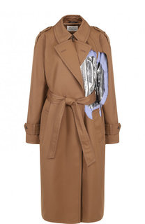Однотонное пальто из смеси полиэстера и хлопка Maison Margiela