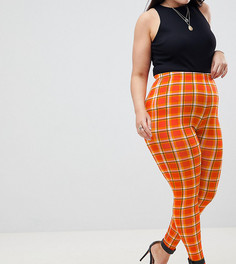 Леггинсы с принтом в клетку ASOS DESIGN Curve - Оранжевый