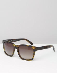 Коричневые квадратные солнцезащитные очки с мраморным принтом Karl Lagerfeld - Зеленый