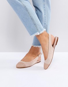 Туфли на плоской подошве с блестящим носком Office - Розовый