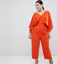 Комбинезон с рукавами-кимоно и широкими брюками ASOS DESIGN Curve - Оранжевый