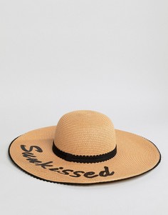 Широкополая пляжная шляпа с надписью Sunkissed Boardmans - Светло-бежевый
