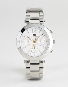 Серебристые наручные часы 38 мм с хронографом Tommy Hilfiger 1781877 - Серебряный