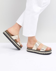 Шлепанцы на платформе с заклепками River Island - Золотой