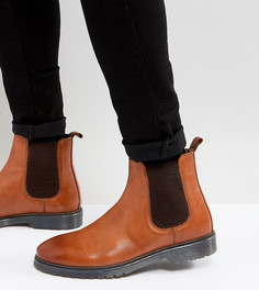 Светло-коричневые кожаные ботинки челси для широкой стопы на ребристой подошве ASOS - Рыжий