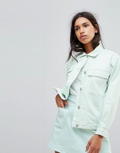 Джинсовая оверсайз-куртка бледно-мятного цвета Waven Karin - Зеленый