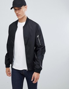 Нейлоновый бомбер на молнии D-Struct - Черный