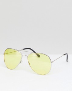 Солнцезащитные очки-авиаторы с цветными стеклами 7X - Желтый