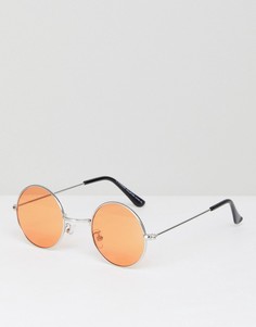 Круглые солнцезащитные очки с оранжевыми стеклами 7x - Золотой