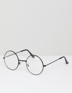 Круглые очки с прозрачными стеклами 7x - Черный