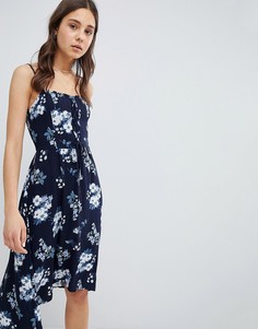 Платье миди с цветочным принтом и кружевной отделкой Hollister - Синий