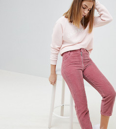 Розовые вельветовые джинсы прямого кроя с завышенной талией и молнией ASOS DESIGN Petite - Розовый