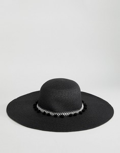 Широкополая пляжная шляпа с лентой и кисточками Boardmans - Черный