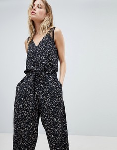 Комбинезон с цветочным принтом и широкими штанинами AllSaints - Черный