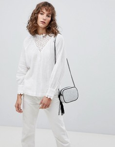 Блузка с кружевной кокеткой Suncoo - Белый
