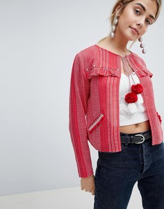 Куртка-накидка с оборками New Look - Красный