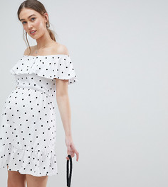 Сарафан в горошек с открытыми плечами и оборками ASOS DESIGN Maternity - Мульти