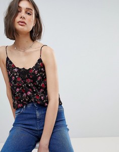 Топ на бретелях с цветочным принтом и кружевной отделкой Vero Moda - Мульти