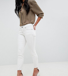 Кремовые джинсы с заниженной талией и контрастной строчкой ASOS DESIGN Petite Whitby - Белый
