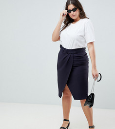 Юбка макси с запахом и поясом ASOS DESIGN Curve - Темно-синий