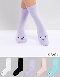 Набор из 5 пар разноцветных носков Monki - Мульти