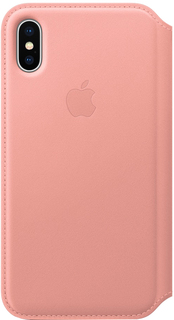 Чехол-книжка Apple Leather Folio для iPhone X (бледно-розовый)